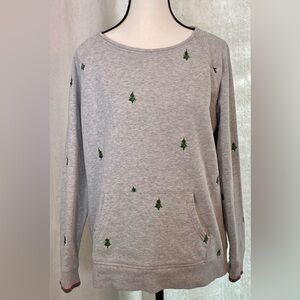 Joules Nikita Crew Neck Christmas Trees Sweatshirt Pink GreenTrim US Size 10